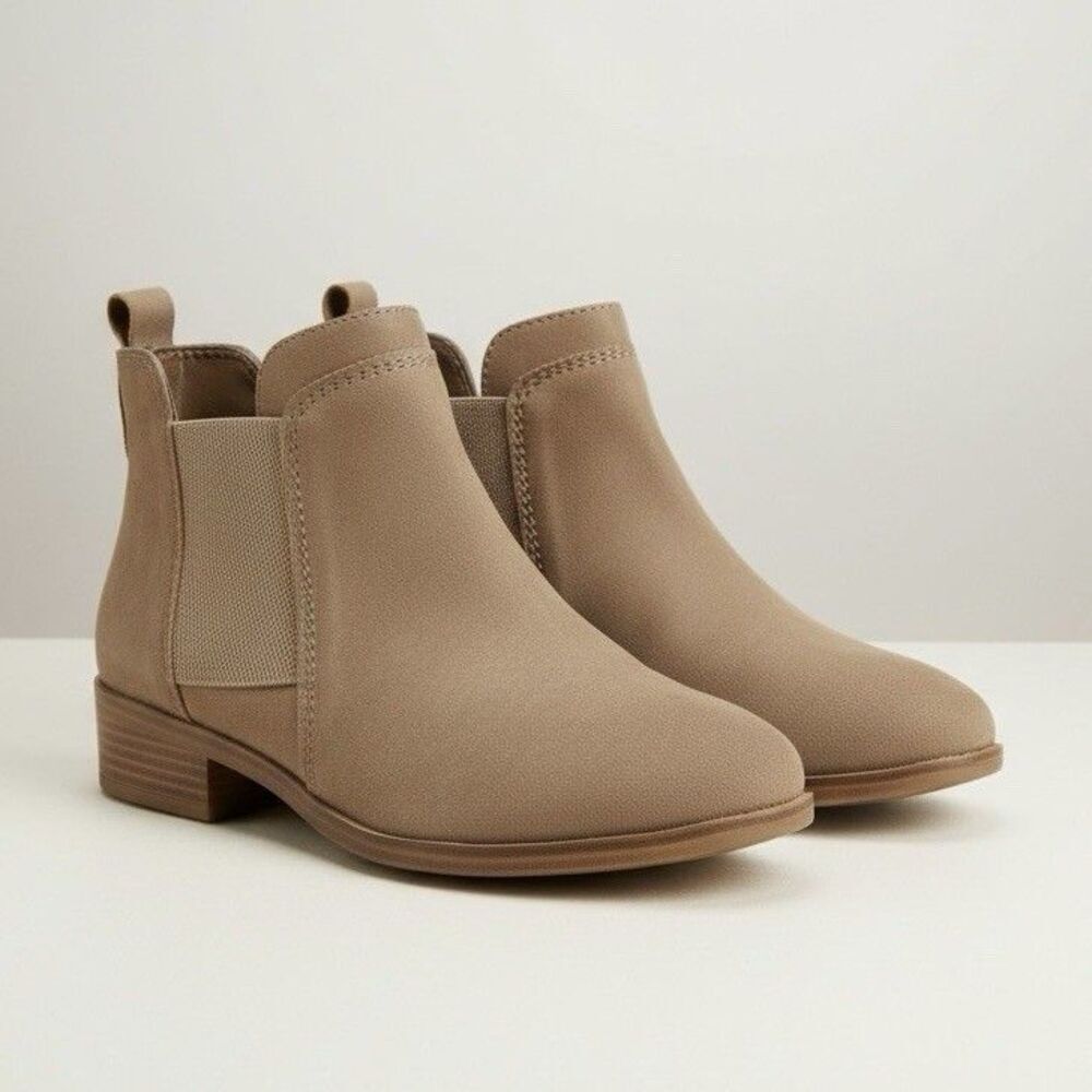 MIA Tan Ankle Boots Women Size 6 Low Heel Casual Comfort Booties